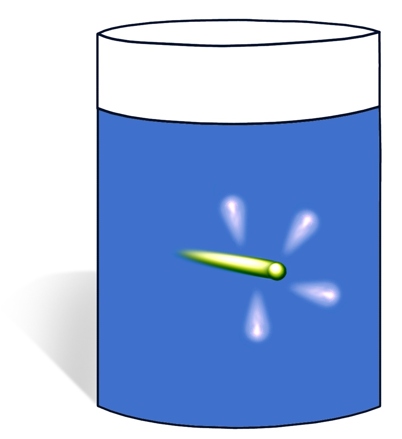 Particle passing through scintillation fluid.